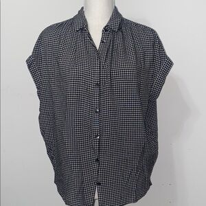 Madewell Black and White Checkered Blouse